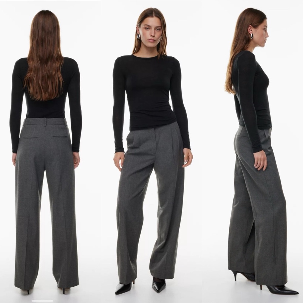 Aritzia effortless city wool Gray Wide-Leg Trousers
